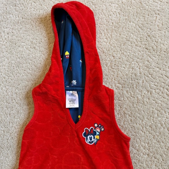 Disney Red Hooded Kids Swim Coverup Minnie Mouse - Picture 2 of 8